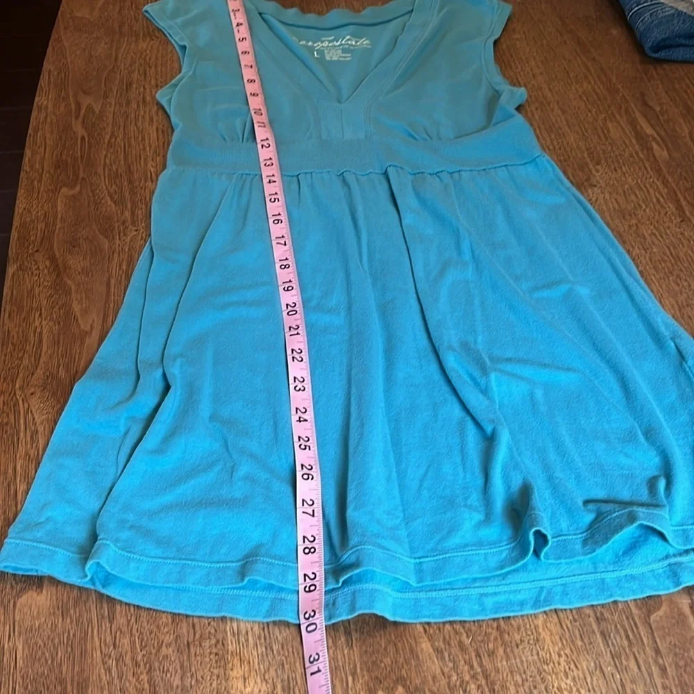 Aeropostale Teal V Neck Babydoll Mini Dress Y2K Early 2000s Size L